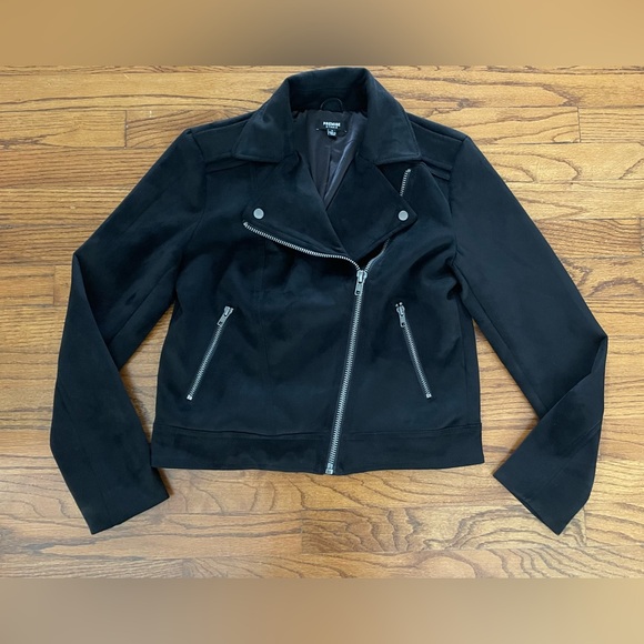 Premise Studio Black Faux Suede Leather Moto Style Jacket Women’s Size Small - Picture 3 of 10